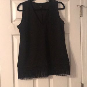 black work tank with fringe on bottom